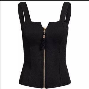 LAST ONE! NEW BLACK Zip Tassel Bustier Vest Top L